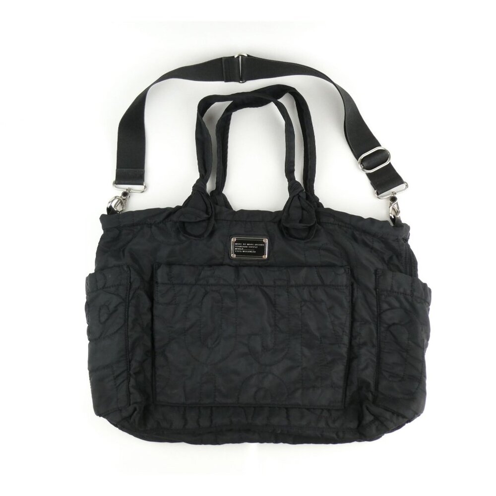 Marc By Marc Jacobs Black Quilted Nylon Tote Bag With Adjustable Strap